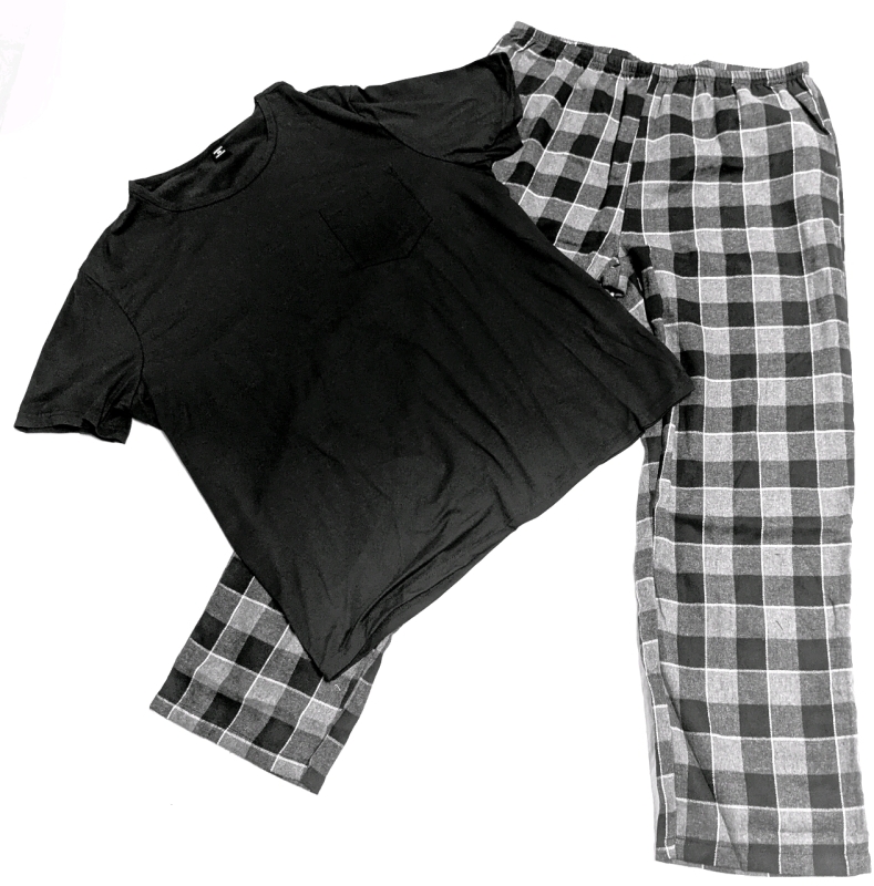 New Size XXL Men's MANFINITY T-Shirt & Elastic Waist Grey Flannel Pajama Pants Set