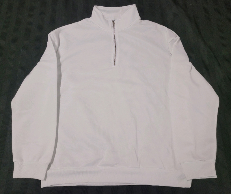 New - Sz. Large White Sweater w/Quarter Zipper Front