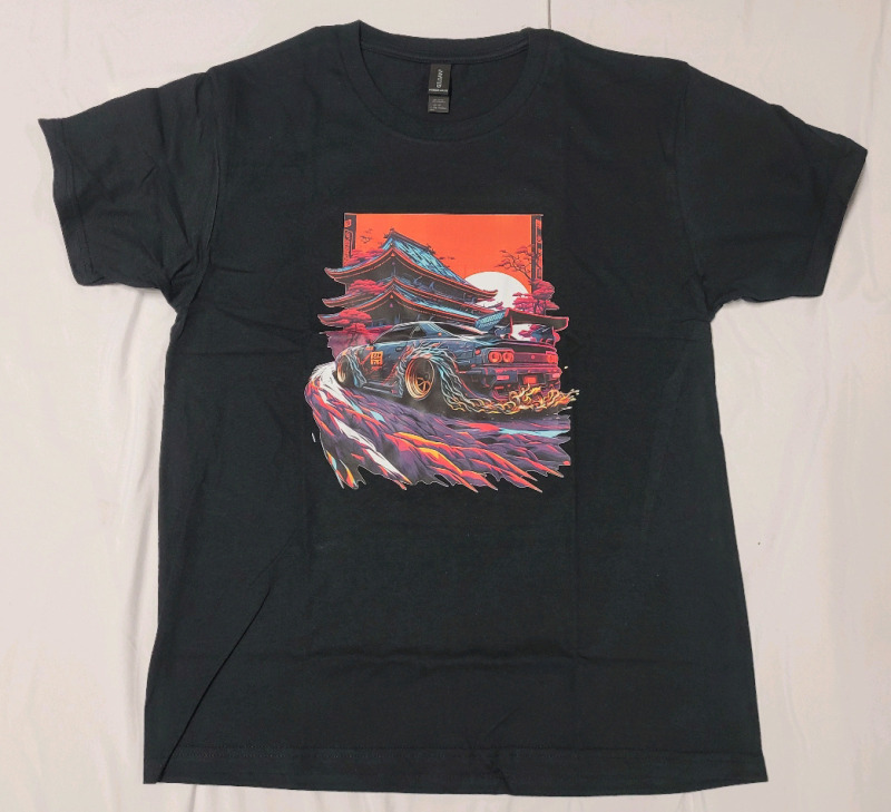 New - Sz. Large Japanese Theme Hot Rod Black T-Shirt