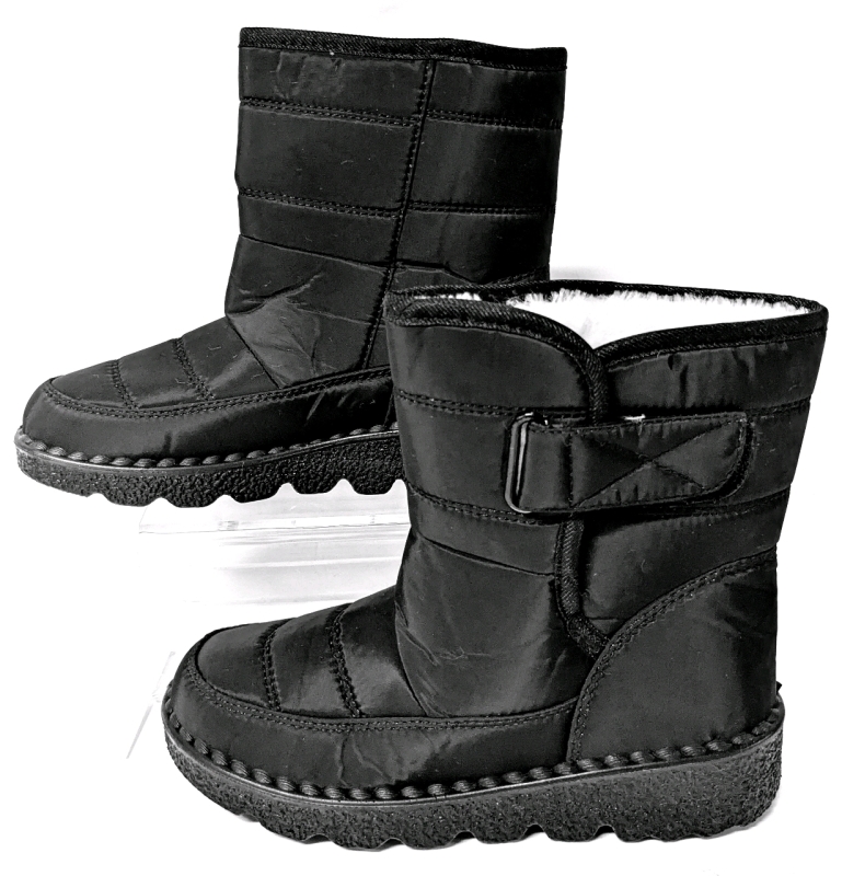 New Size 36 Womens Lined Puffer-Style Above-Ankle Winter Boots with Side Velcro