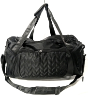 New Black Duffle Bag with Crossbody Strap & Gym Shoe / Clothes Pocket on Side | 19.75" x 6 25" x 9.5"