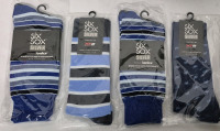 4 New sz 7-12 Men's Six Sox Silver Socks - Blue Design