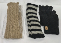 New sz O/S Gloves with Touch Screen Fingers & 2 Arm Warmers with Thumb Holes