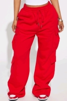 New - Sz. Medium Women's FashionNova Milan Cargo Lounge Pant , Red
