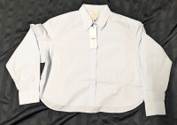 New: Size S Women's - Calvin Klein Cropped Dress Button Up Shirt - Light Blue
