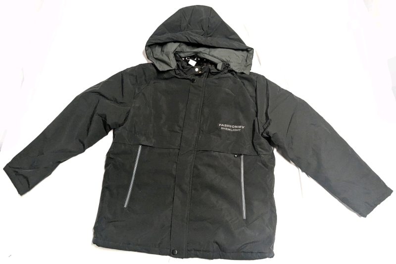 New Size Large Men's Waterproof Lined Jacket with Removable Hood