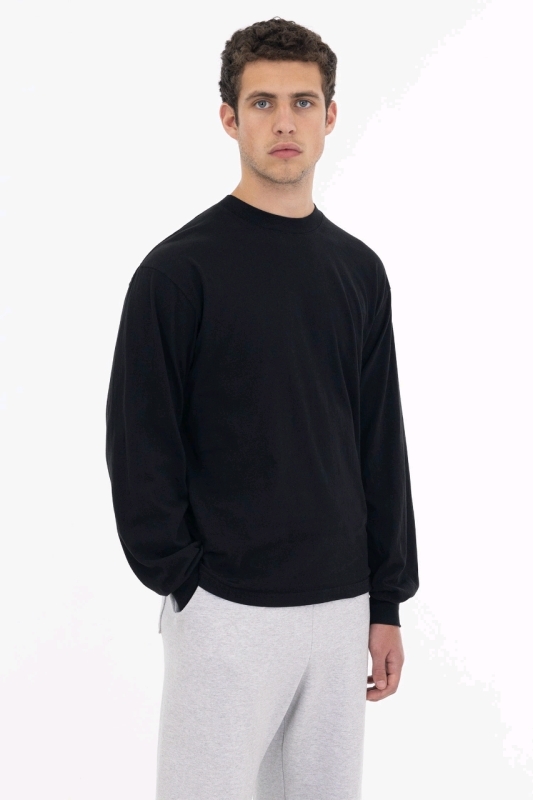 New Size Large Unisex LOS ANGELES APPAREL 6.5oz 100% Shrink-Free Cotton Garment Dye Crew Neck Long Sleeve Shirt | Retails $42