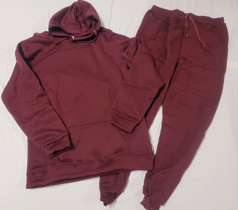 New - Sz. XLarge Women's Burgundy Hoodie Sweater & Sweatpants w/Elastic Waist & Tie-Up String, 27" Inseam