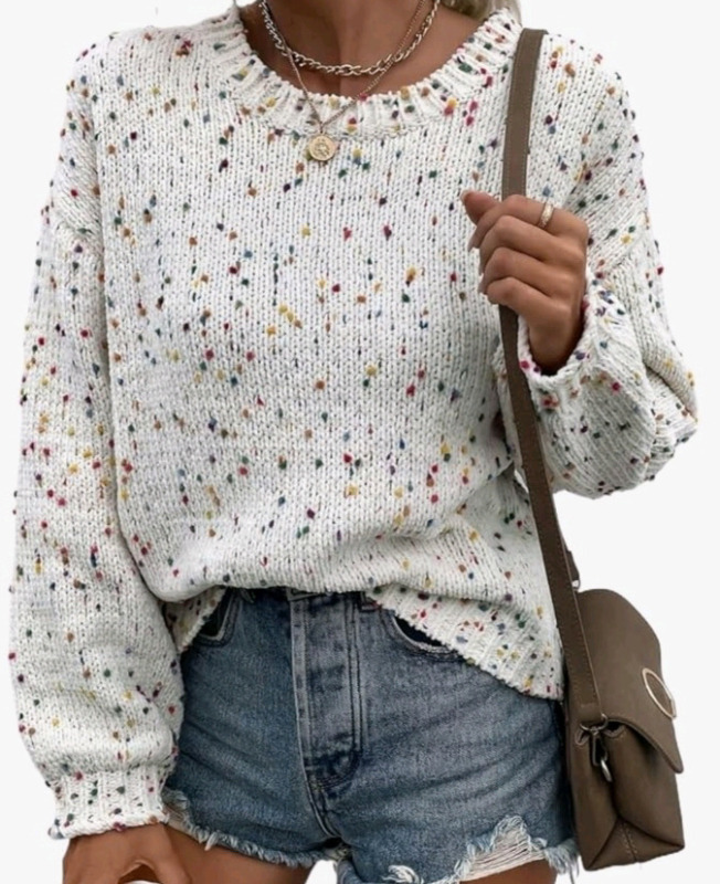 New - Sz. Large Women's Pullover Lightweight Sweater Round Neck Long Sleeve Knit Sweater