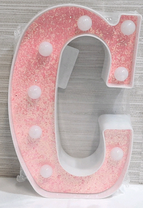New Pink Letter C Light Up LED Sign - 9"x5&frac12;"