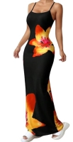 New Size Large Women's Tropical Hibiscus Spaghetti Strap Sundress
