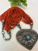 Exquisite Vintage Multi-strand Tibetan Red Coral Necklace w / Pendant Statement Necklace - 4