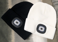 2 New O/S Knitted Beanies with Super Bright LED Lights