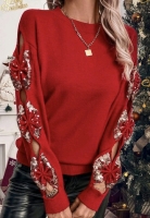 New sz XLarge Women's Sweater with Sequin Bows on Sleeves
