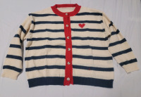 New - Sz. XL Women's French Striped Sweater w/Contrasting Round Neck