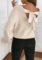 New Size Large Women's Knitted Tie-Back Slouchy Crop Sweater