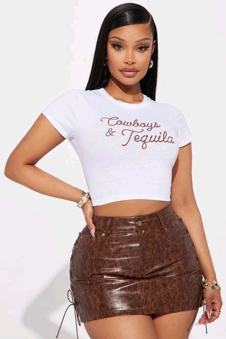 New sz XL Women's Fashion Nova Cowboys & Tequila Crop Top