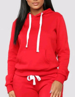 New - Sz. XS Women's FashionNova Relaxed Vibe Solid Hoodie , Red
