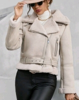 New sz Large Women's Faux Suede Shearling Aviator Winter Jacket Retails for $97