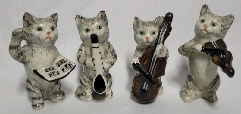 Vintage BESWICK Porcelain Cat Quartet Orchestra Figurines , Set of 4