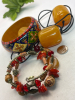 Tibetan Wrap Bracelet / Egyptian Bangle / Large Egg Yolk Amber Necklace - 5