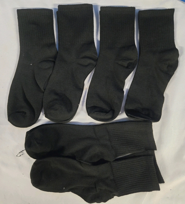 6 New | Pairs Of Micro Crew Socks Black