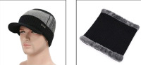 New | Winter Knit Wool Neck Warmer & Brimmed Hat