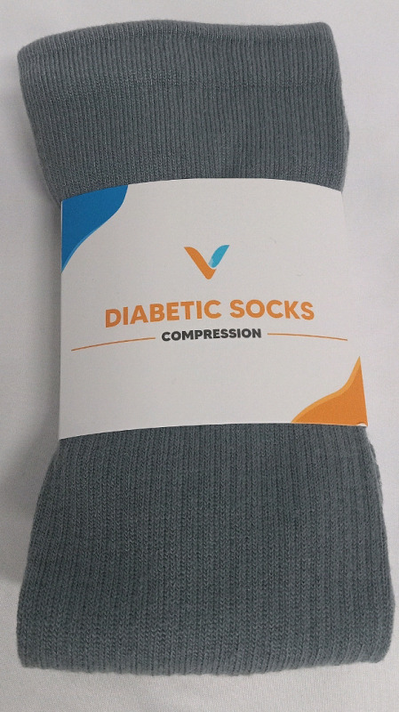 New | Size 5-9 Womens or 6-8 Mens Diabetic Compression Socks Color Gray