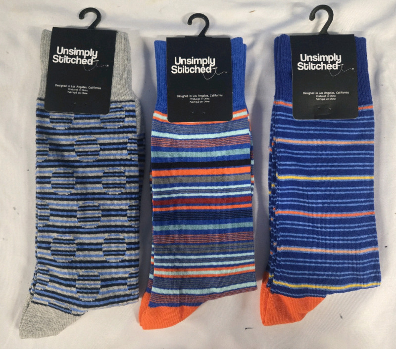 New | 3 Pairs Size:US 8-13 Unisex Unsimply Stitched Striped Socks