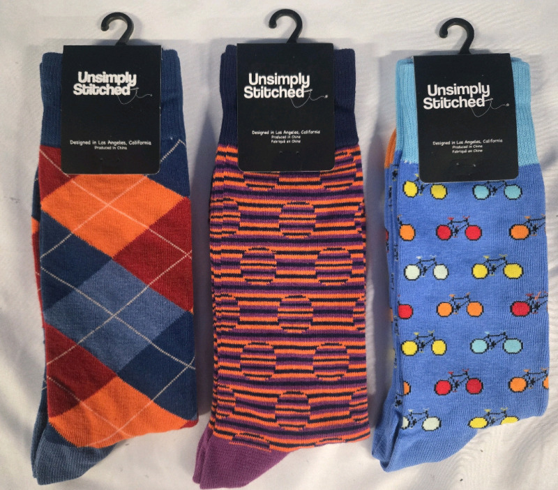 New | 3 Pairs Size:US 8-13 Unisex Unsimply Stitched Assorted Themed Socks