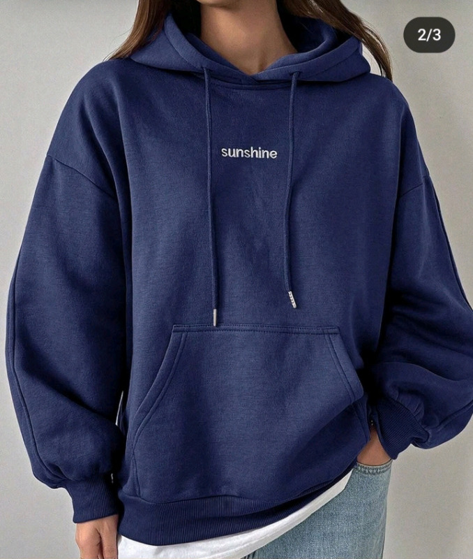New | Large Unisex Dazy-Less " Sunshine" Navy Blue Hoodie