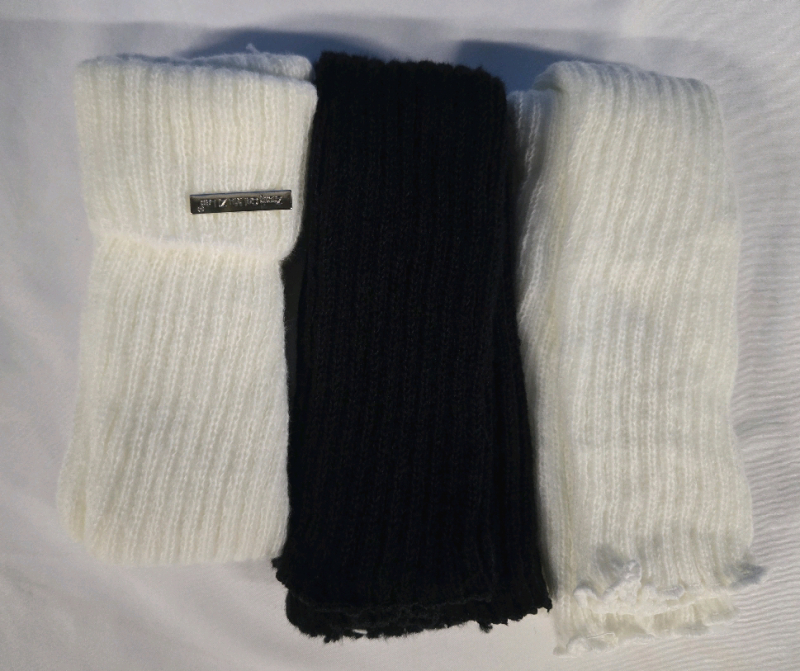 3 New | Pairs Of Small Womens Leg Warmers | Black & White