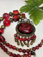 Statement Red Translucent Tiger Bead Necklace