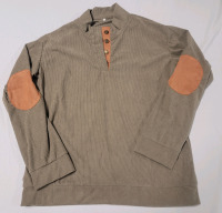 New - Sz. Large Men's Casual Sweatshirt Casual Long Sleeve Collar Button Pullover Sweatshirts , Tan