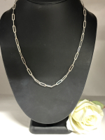 Italy 925 Sterling Silver Trombone Link Chain 18 Inch Stamped