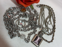 Chico Designer Signed Long Necklace Twisted Rope Chain W / Pendant