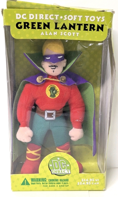 2001 DC Direct GREEN LANTERN Alan Scott Plush Toy Figure 7.5" Tall