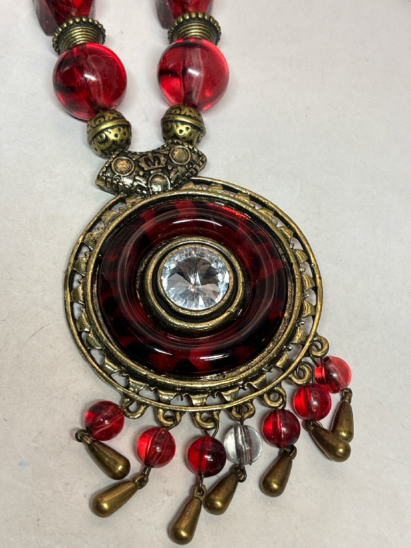 Translucent Red Tiger Bead Statement Necklace