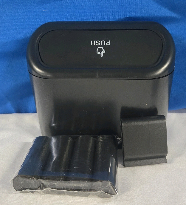 New | Mini Car Trash Can W/ Clip & 4 Rolls Of Dog Poop Bags