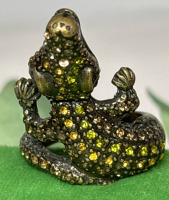 Vintage Rhinestone Alligator Statement Ring Size 9
