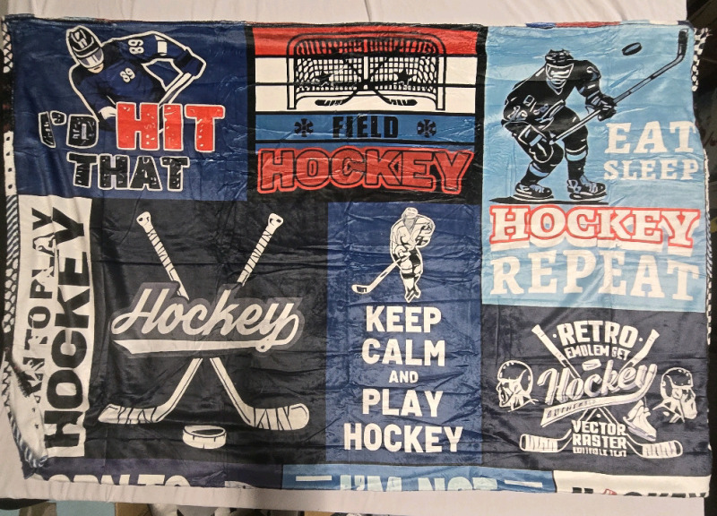 New | Soft Thin Fabric Hockey Themed Blanket / Wall Banner