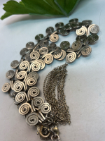 Spiral Double Row Circle Necklace Lobster Clasp 16 Inch Wearable Length 925 Sterling 29 Inch Chain