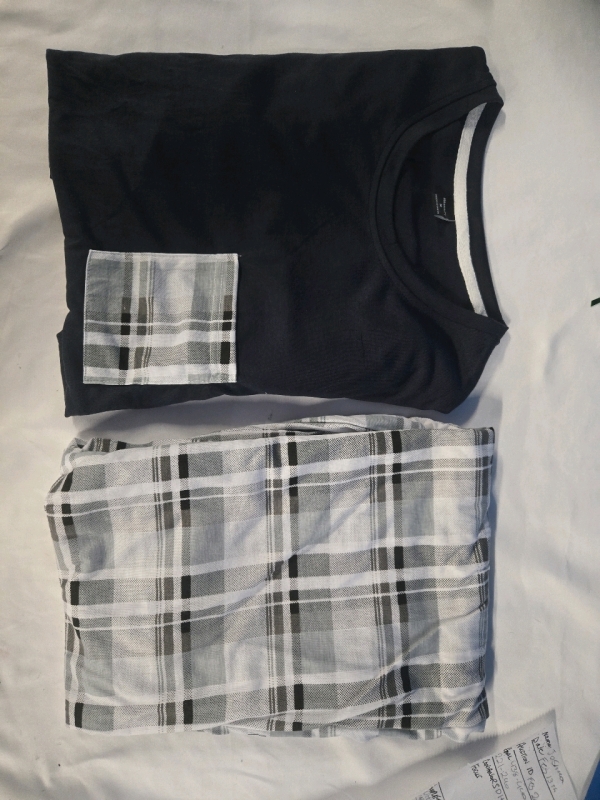 New | Medium Mens Manfinity 2pc Plaid Pajama Shirt & Pant Set