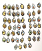 52 New Small Catholic Religious Icon Charms with Crosses on Back | 0.75" Long ea