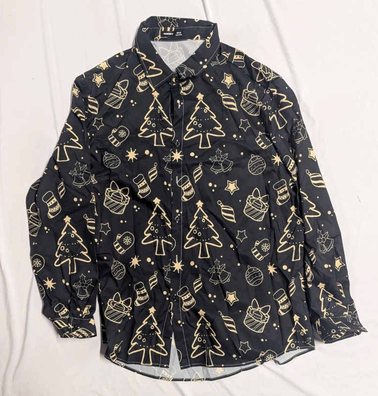 New: Size 2XL Men's - Christmas Button Up Shirt