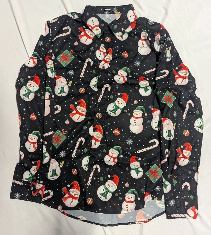 New: Size L Men's - Christmas Button Up Shirt