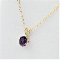 1New | 14KT Yellow Gold Natural Amethyst (0.50ct) Pendant with Gold Plated Sterling Silver Chain, Retail $400.00