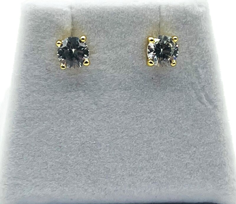 New | Gold Plated Sterling Silver CZ Earring, Retail $350.00.