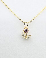 New | 10KT Yellow Gold CZ Pendant with Gold Plated Sterling Silver Chain, Retail $300.00.