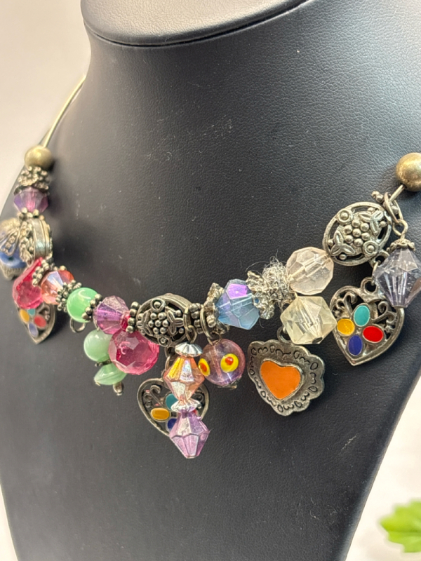 Hard Wire Charm Necklace Lampwork / Crystal CZ Bracelet Colourful Classic Vintage Bead Necklace